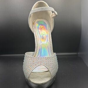 Elegant Silver Glitter Heels